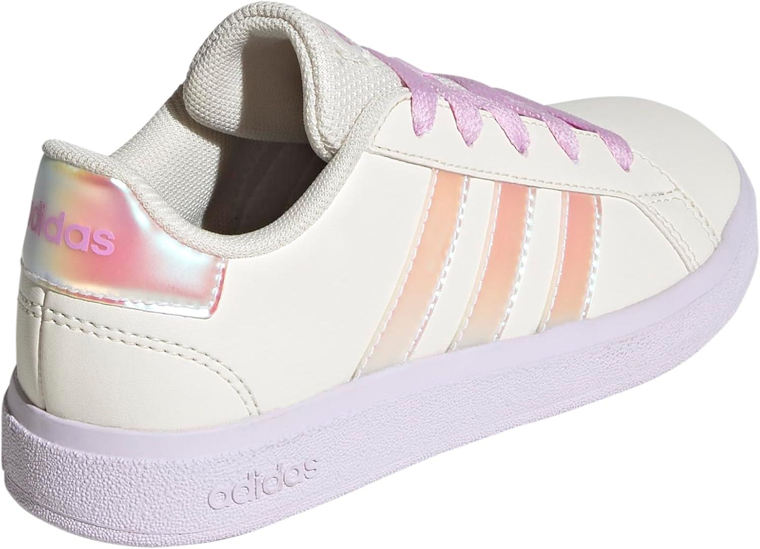 image:imageAdidas UnisexChild Grand Court 20 Elastic Lace amp StrapChalk WhiteChalk WhiteBliss Lilac