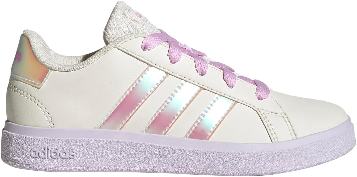 image:imageAdidas UnisexChild Grand Court 20 Elastic Lace amp StrapChalk WhiteChalk WhiteBliss Lilac