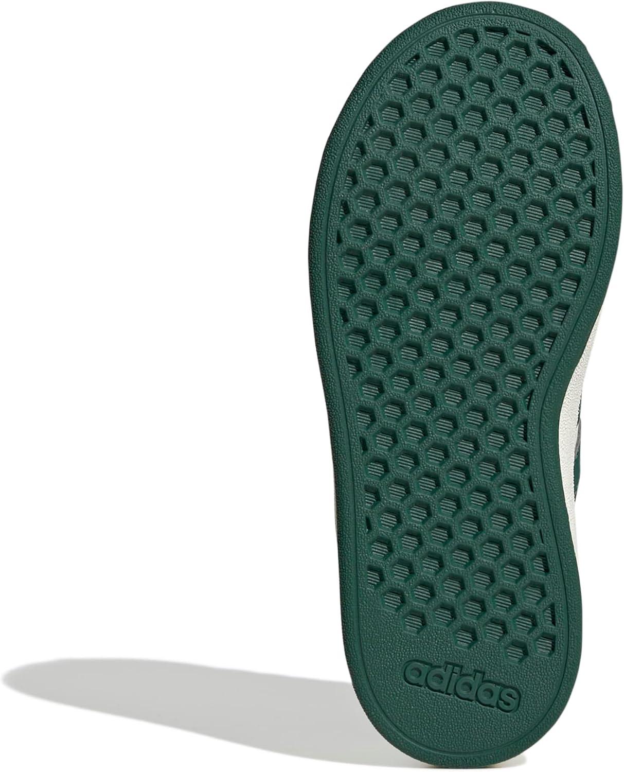 image:imageAdidas UnisexChild Grand Court 20 Elastic Lace amp StrapOff WhiteCollegiate GreenBlack