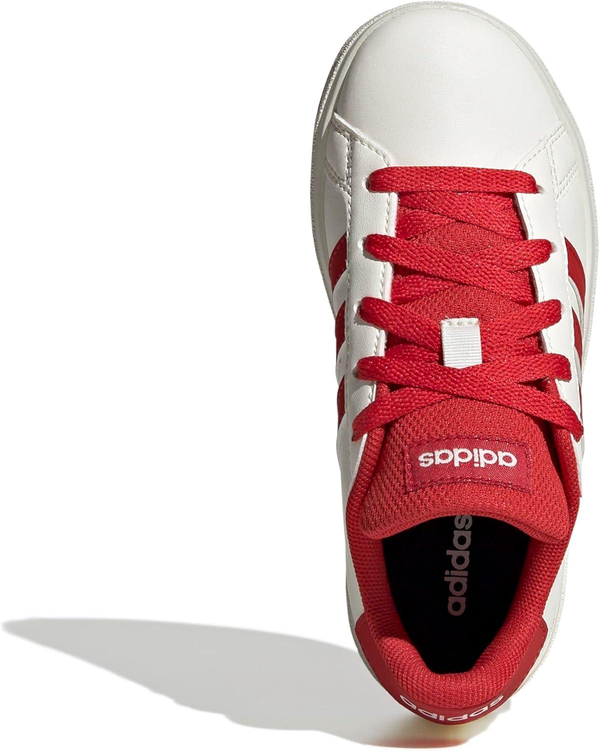 image:imageAdidas UnisexChild Grand Court 20 Elastic Lace amp StrapOff WhiteCollegiate RedBlack