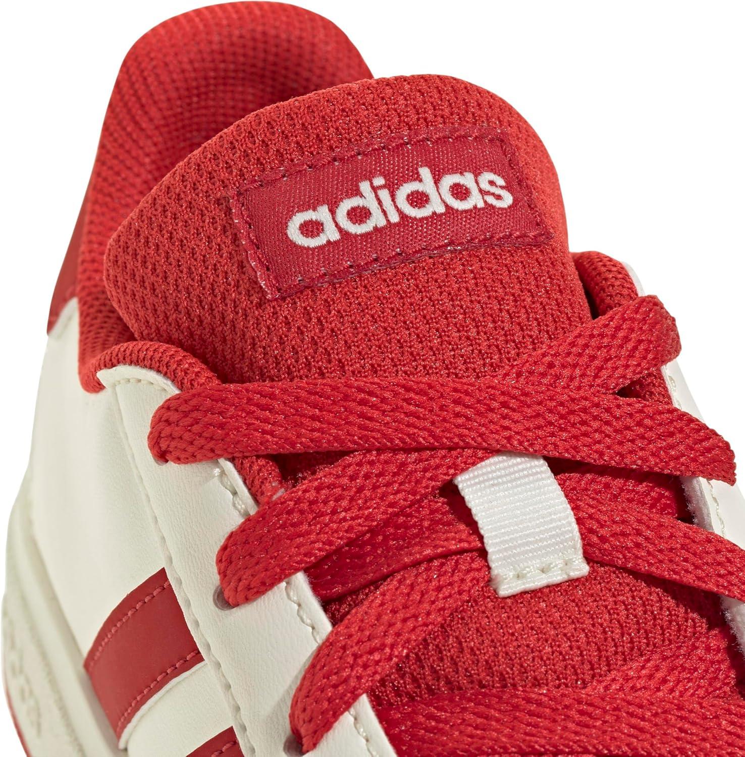 image:imageAdidas UnisexChild Grand Court 20 Elastic Lace amp StrapOff WhiteCollegiate RedBlack