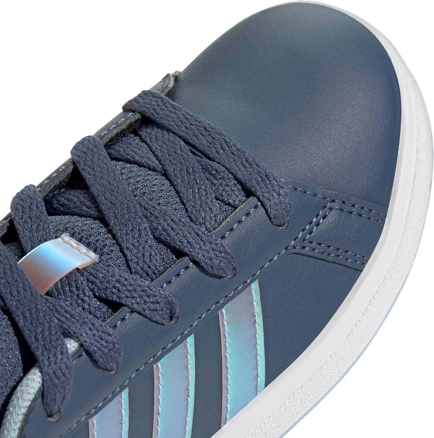 image:imageAdidas UnisexChild Grand Court 20 Elastic Lace amp StrapPreloved InkWhiteClear Sky