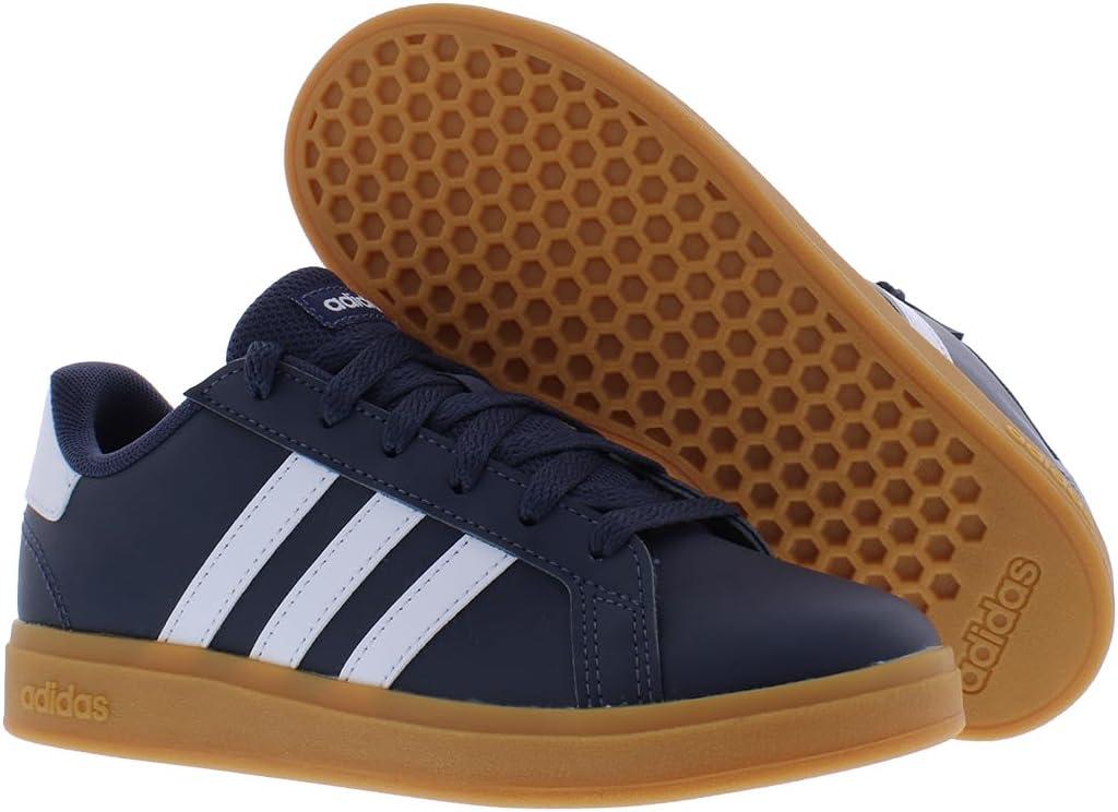 image:imageAdidas UnisexChild Grand Court 20 Elastic Lace amp StrapShadow NavySolid WhiteGumblue