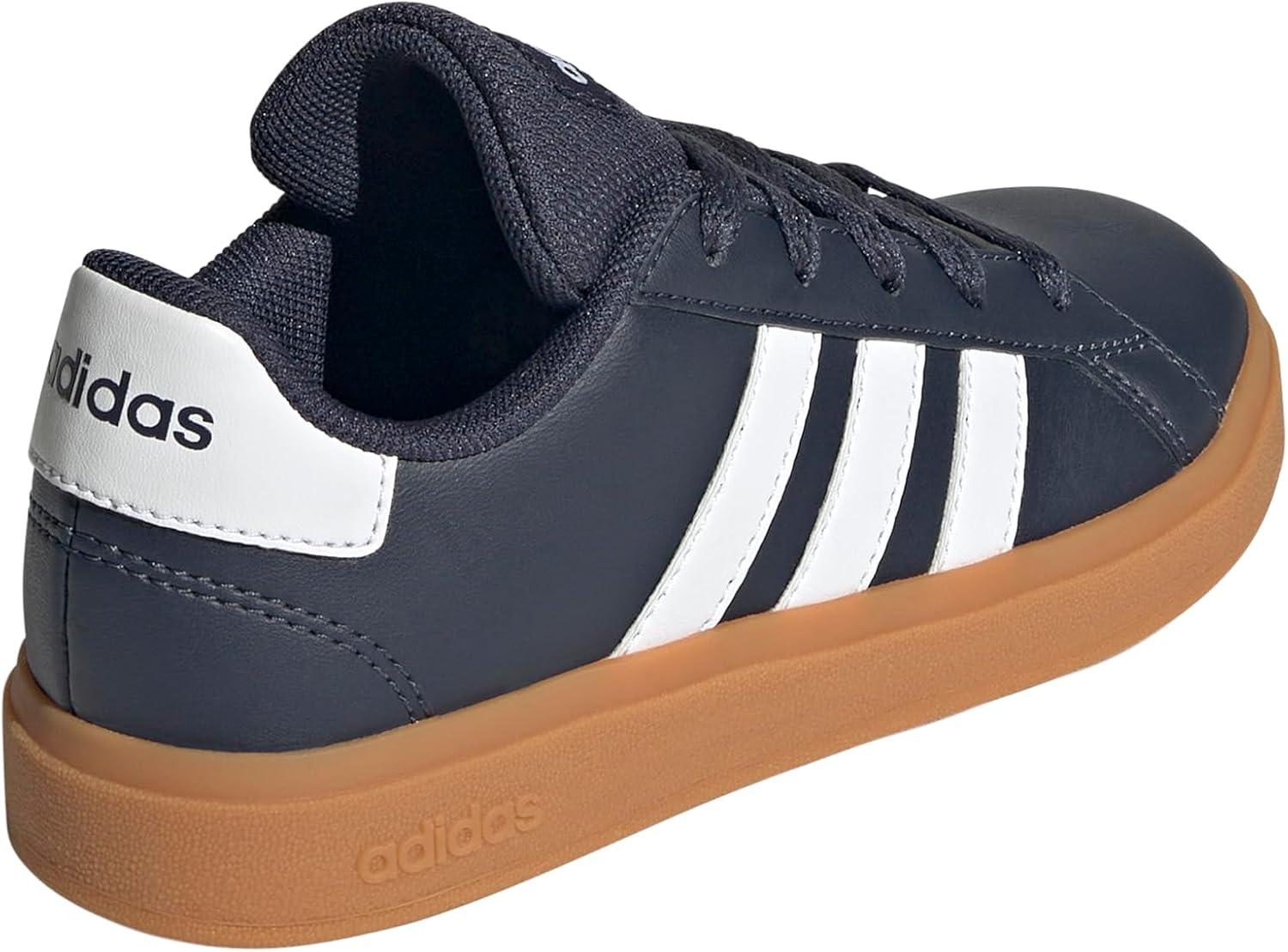 image:imageAdidas UnisexChild Grand Court 20 Elastic Lace amp StrapShadow NavyWhiteGum
