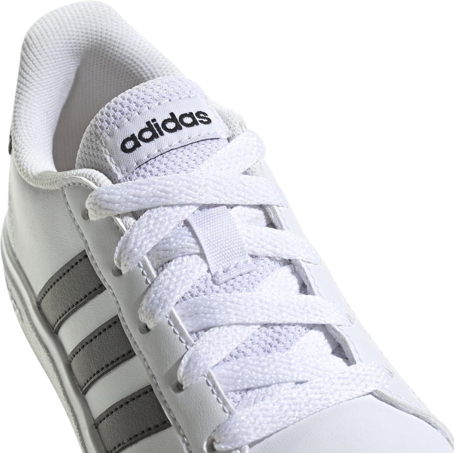 image:imageAdidas UnisexChild Grand Court 20 Elastic Lace amp StrapWhiteBlackBlack