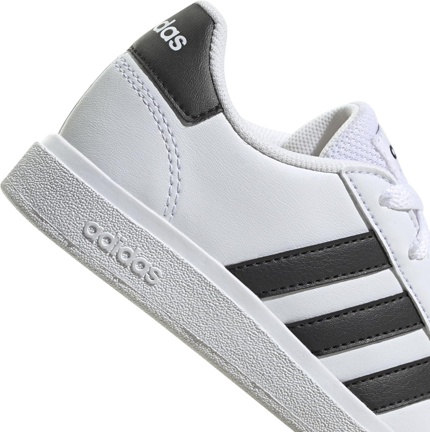 image:imageAdidas UnisexChild Grand Court 20 Elastic Lace amp StrapWhiteBlackBlack