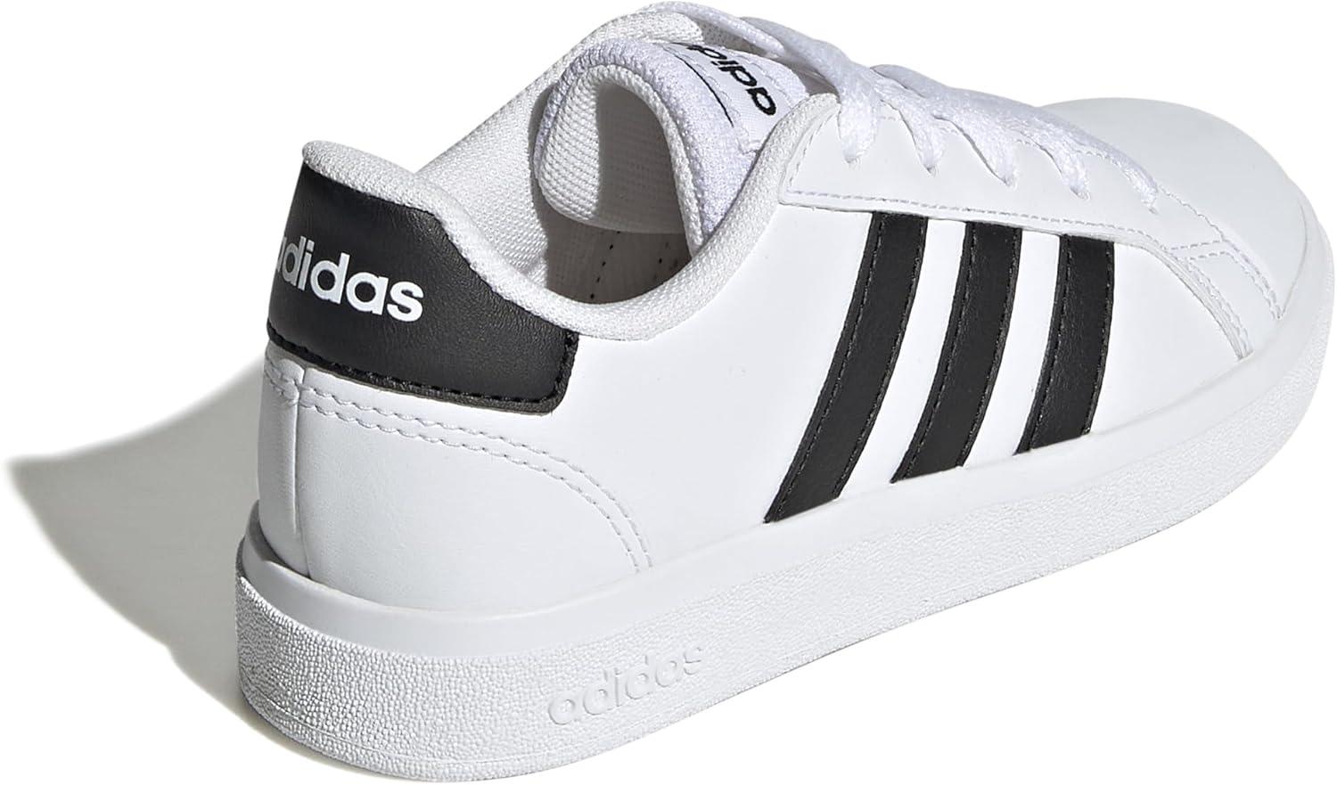 image:imageAdidas UnisexChild Grand Court 20 Elastic Lace amp StrapWhiteBlackBlack