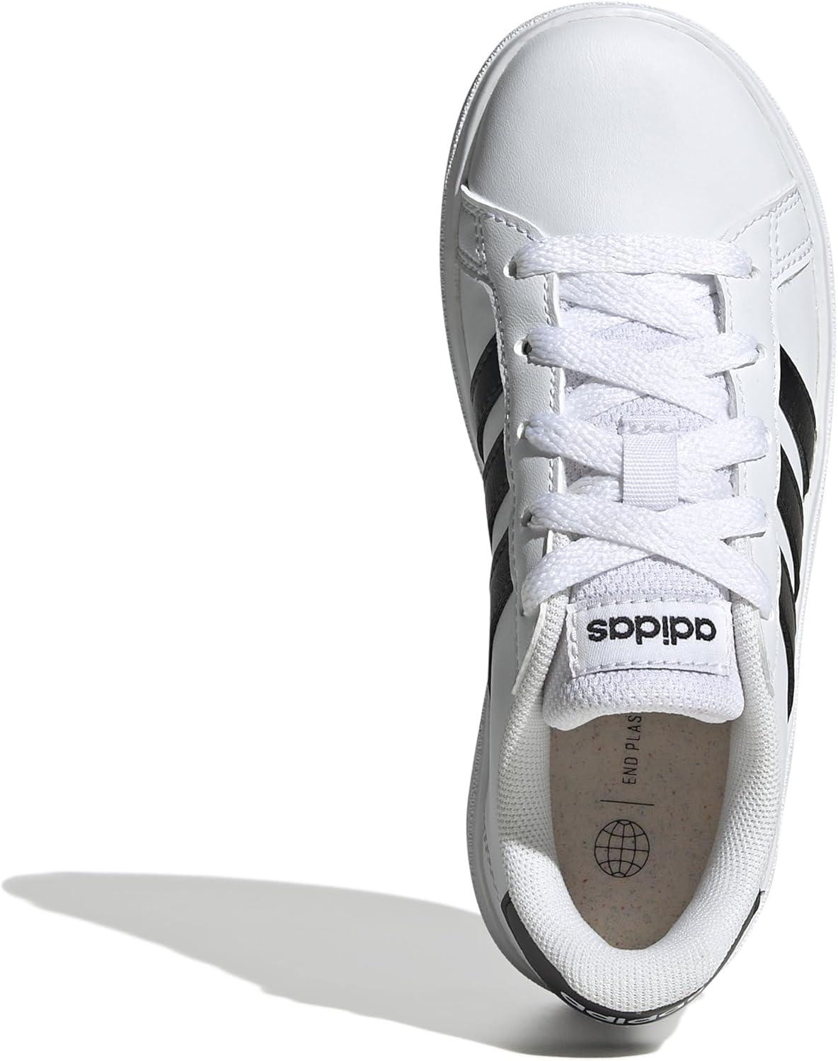 image:imageAdidas UnisexChild Grand Court 20 Elastic Lace amp StrapWhiteBlackBlack