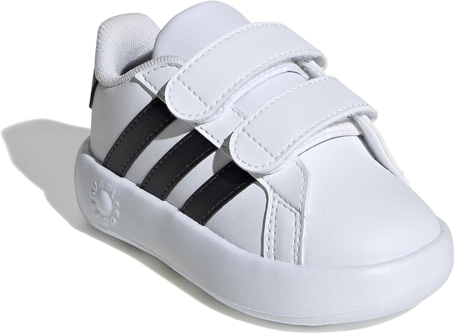 image:imageAdidas UnisexChild Grand Court 20 Elastic Lace amp StrapWhiteBlackWhite