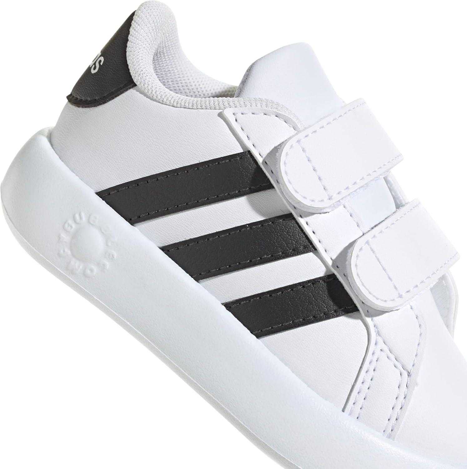 image:imageAdidas UnisexChild Grand Court 20 Elastic Lace amp StrapWhiteBlackWhite