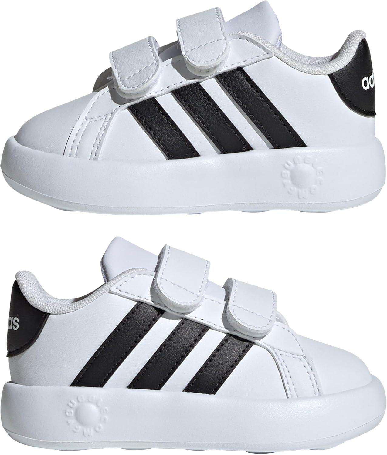 image:imageAdidas UnisexChild Grand Court 20 Elastic Lace amp StrapWhiteBlackWhite