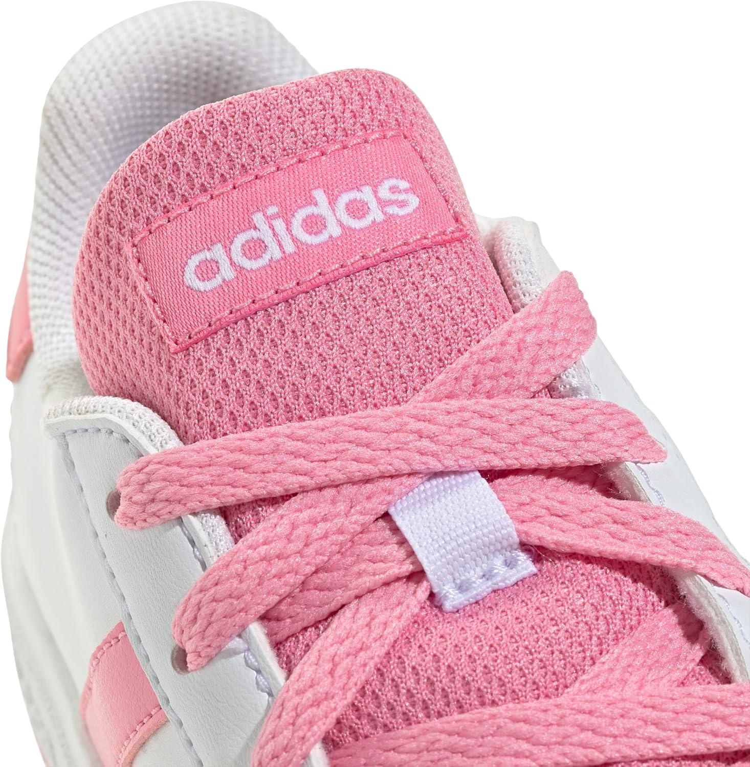 image:imageAdidas UnisexChild Grand Court 20 Elastic Lace amp StrapWhiteBliss PinkBlack