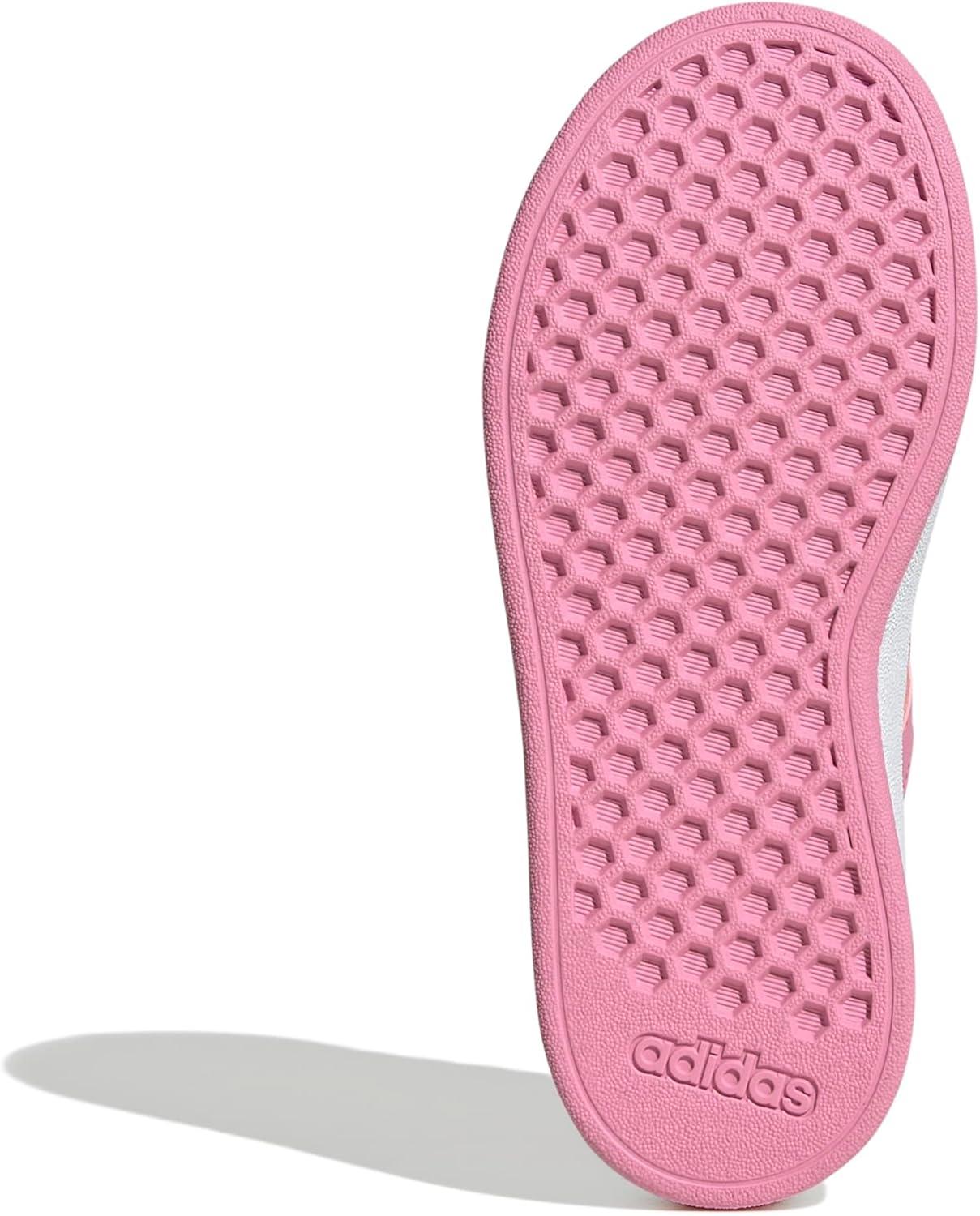 image:imageAdidas UnisexChild Grand Court 20 Elastic Lace amp StrapWhiteBliss PinkBlack