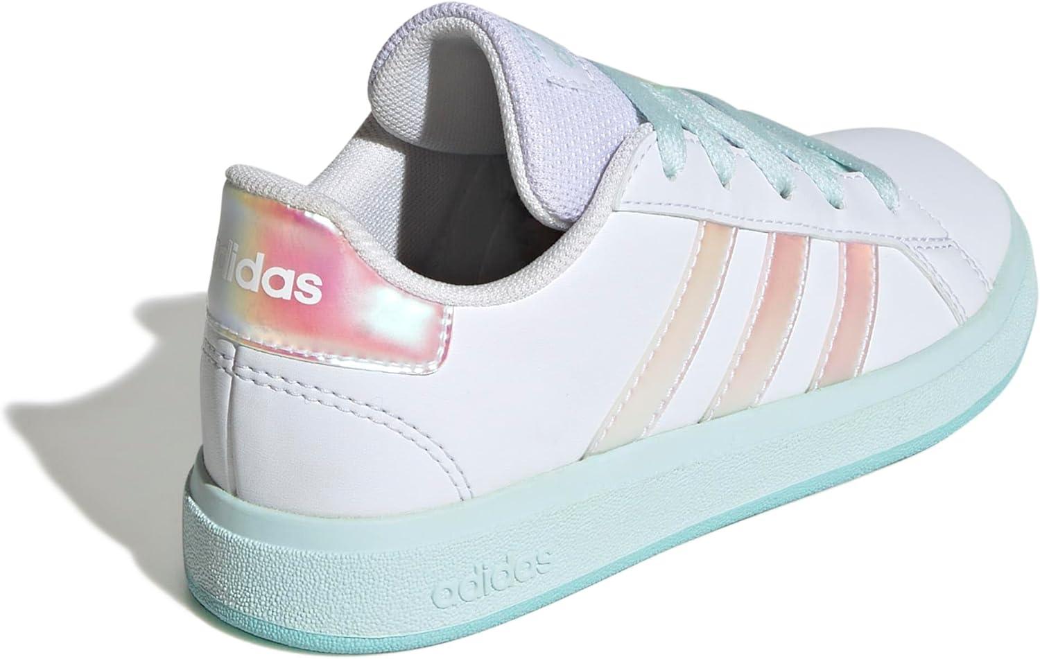 image:imageAdidas UnisexChild Grand Court 20 Elastic Lace amp StrapWhiteFlash AquaHalo Mint