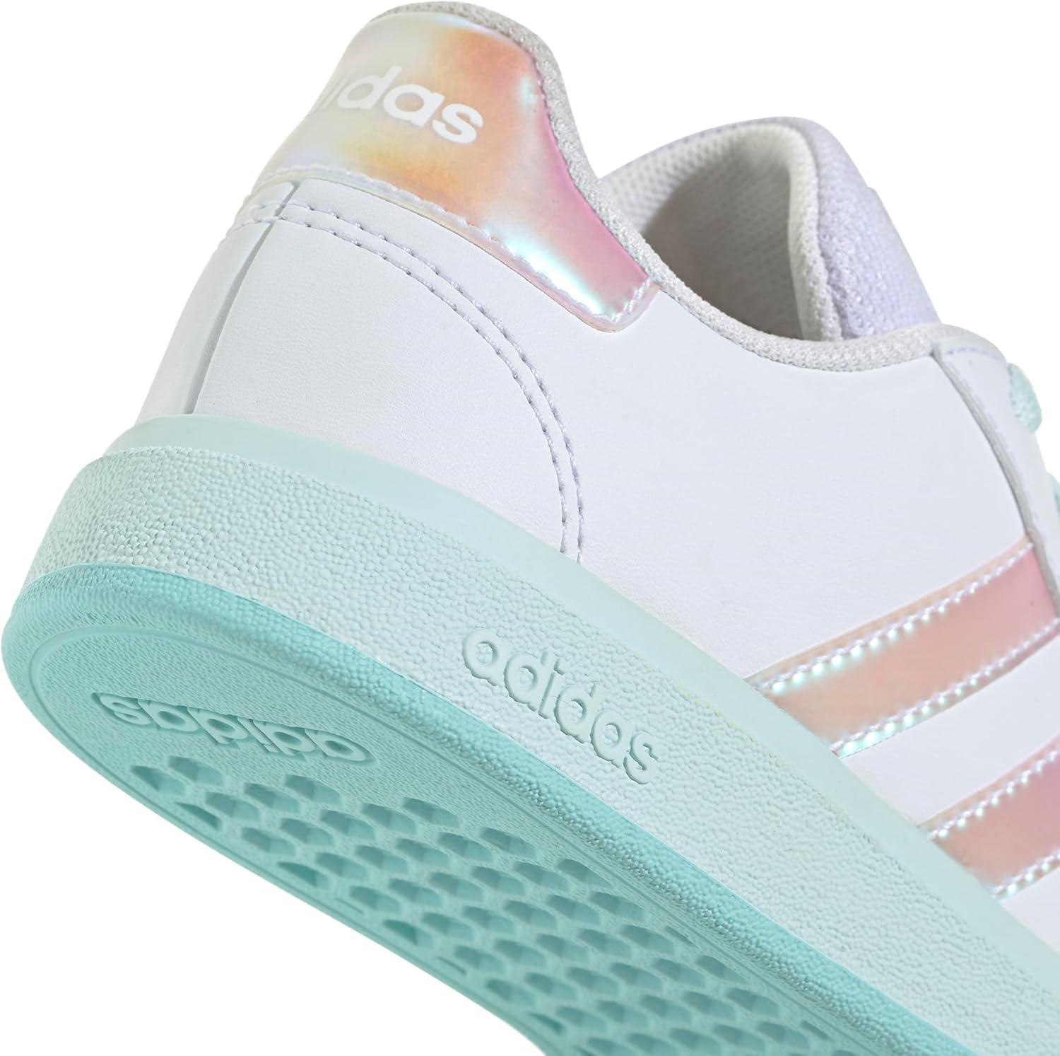 image:imageAdidas UnisexChild Grand Court 20 Elastic Lace amp StrapWhiteFlash AquaHalo Mint