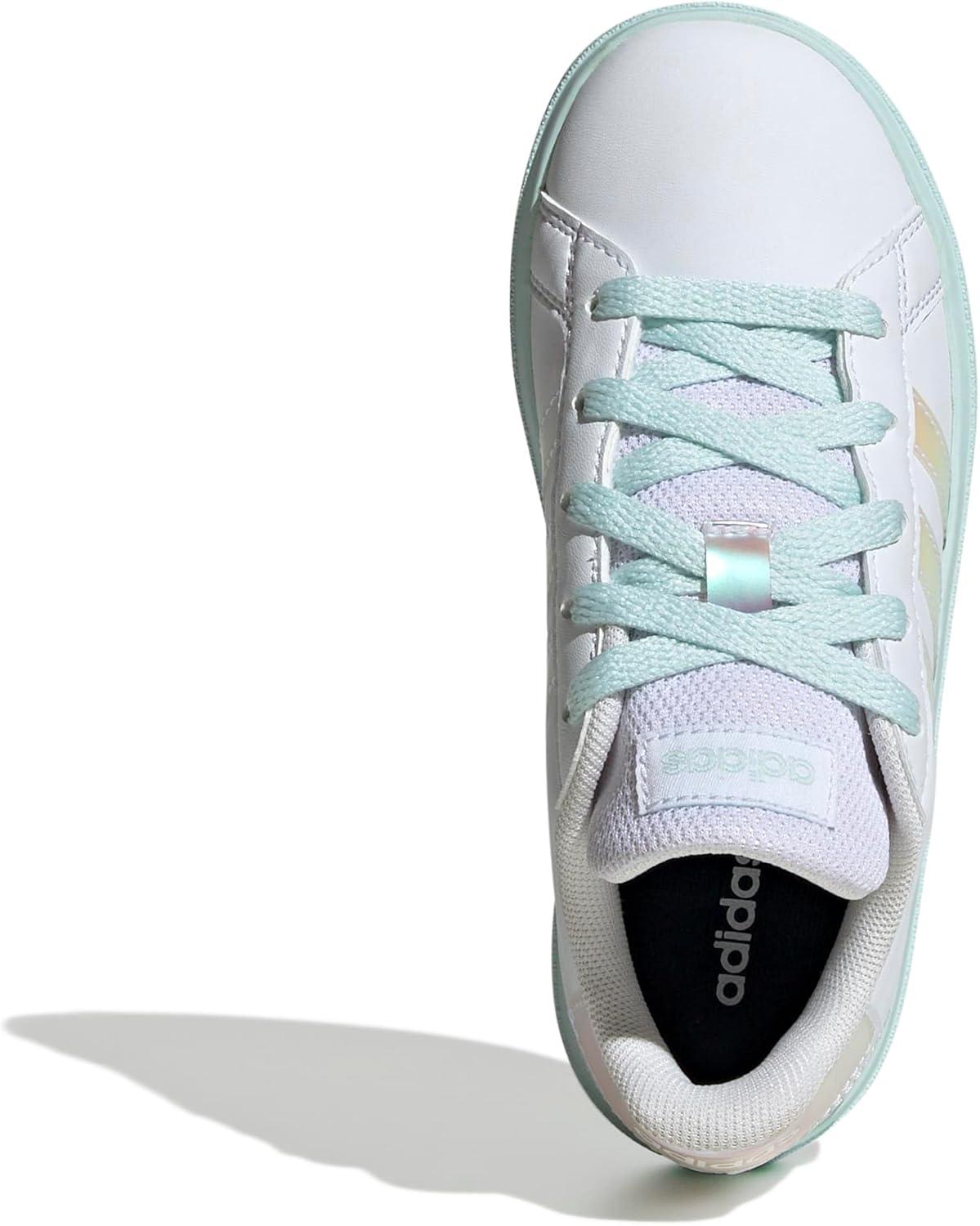 image:imageAdidas UnisexChild Grand Court 20 Elastic Lace amp StrapWhiteFlash AquaHalo Mint
