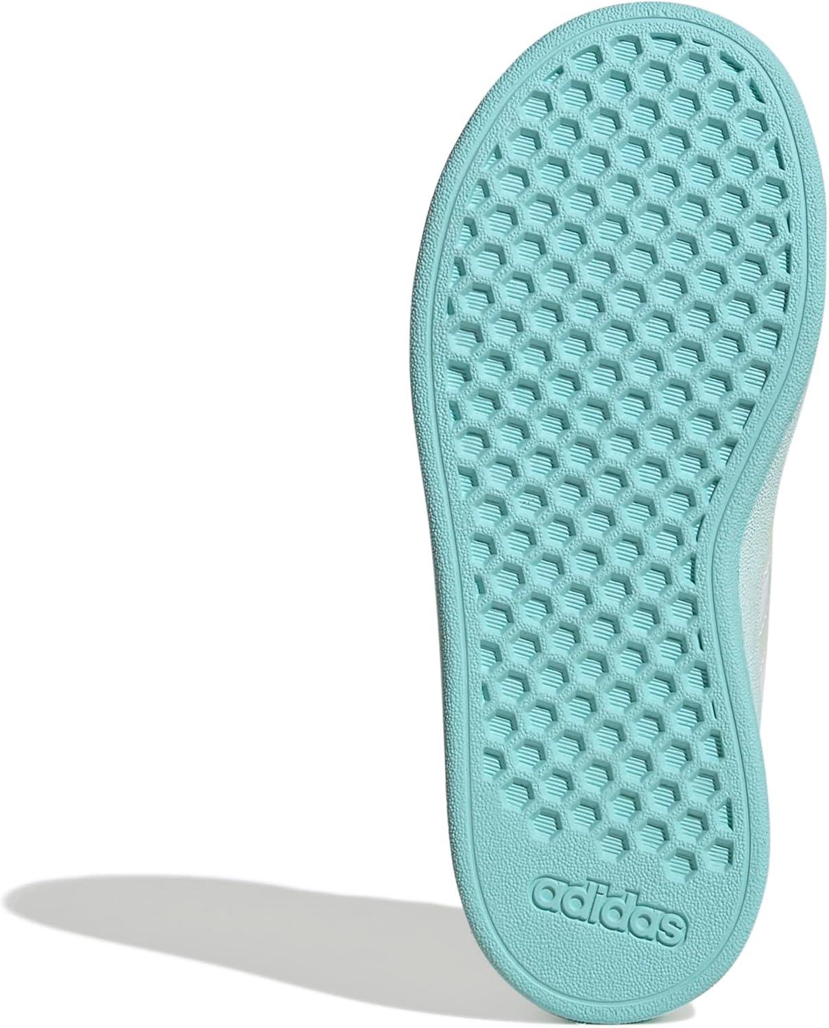 image:imageAdidas UnisexChild Grand Court 20 Elastic Lace amp StrapWhiteFlash AquaHalo Mint