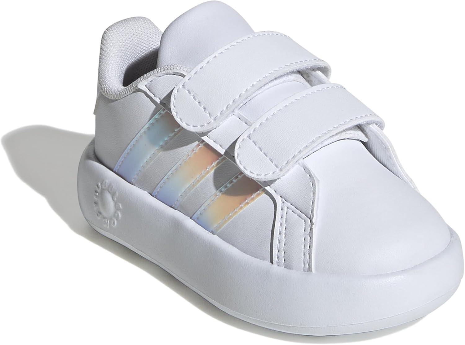image:imageAdidas UnisexChild Grand Court 20 Elastic Lace amp StrapWhiteIridescentGrey