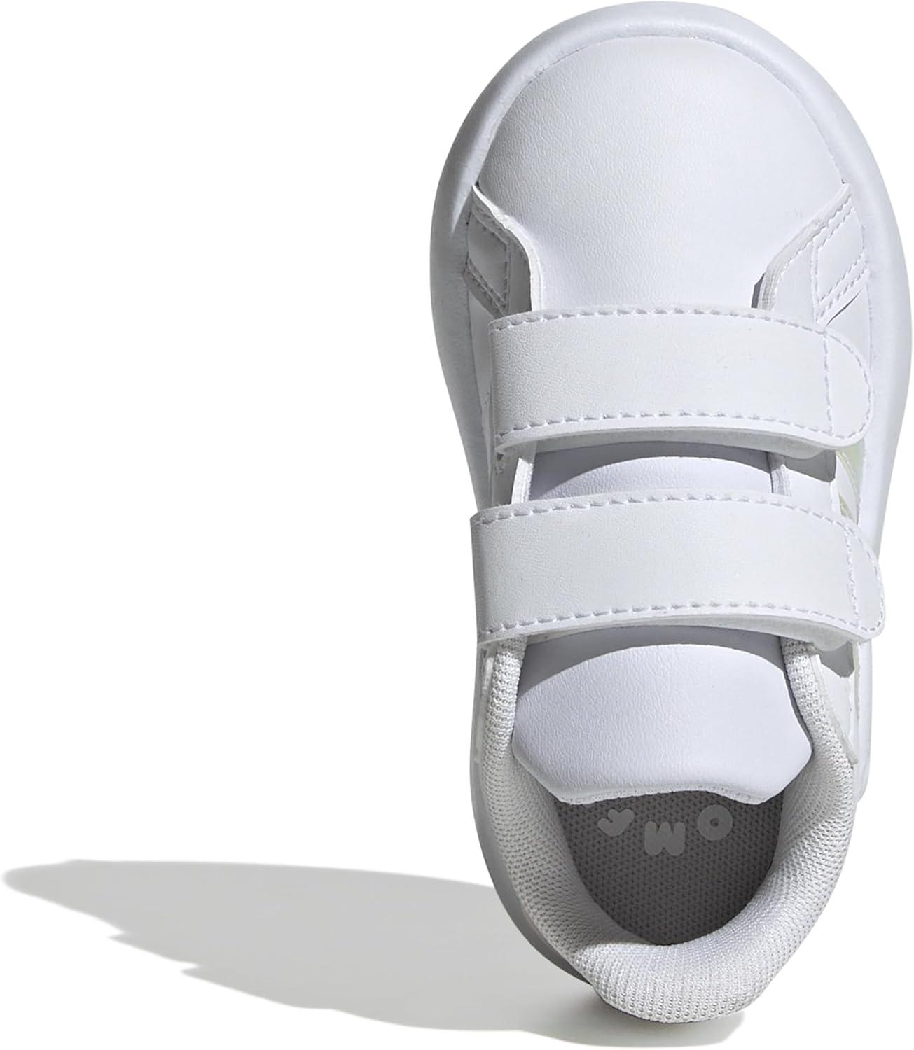 image:imageAdidas UnisexChild Grand Court 20 Elastic Lace amp StrapWhiteIridescentGrey