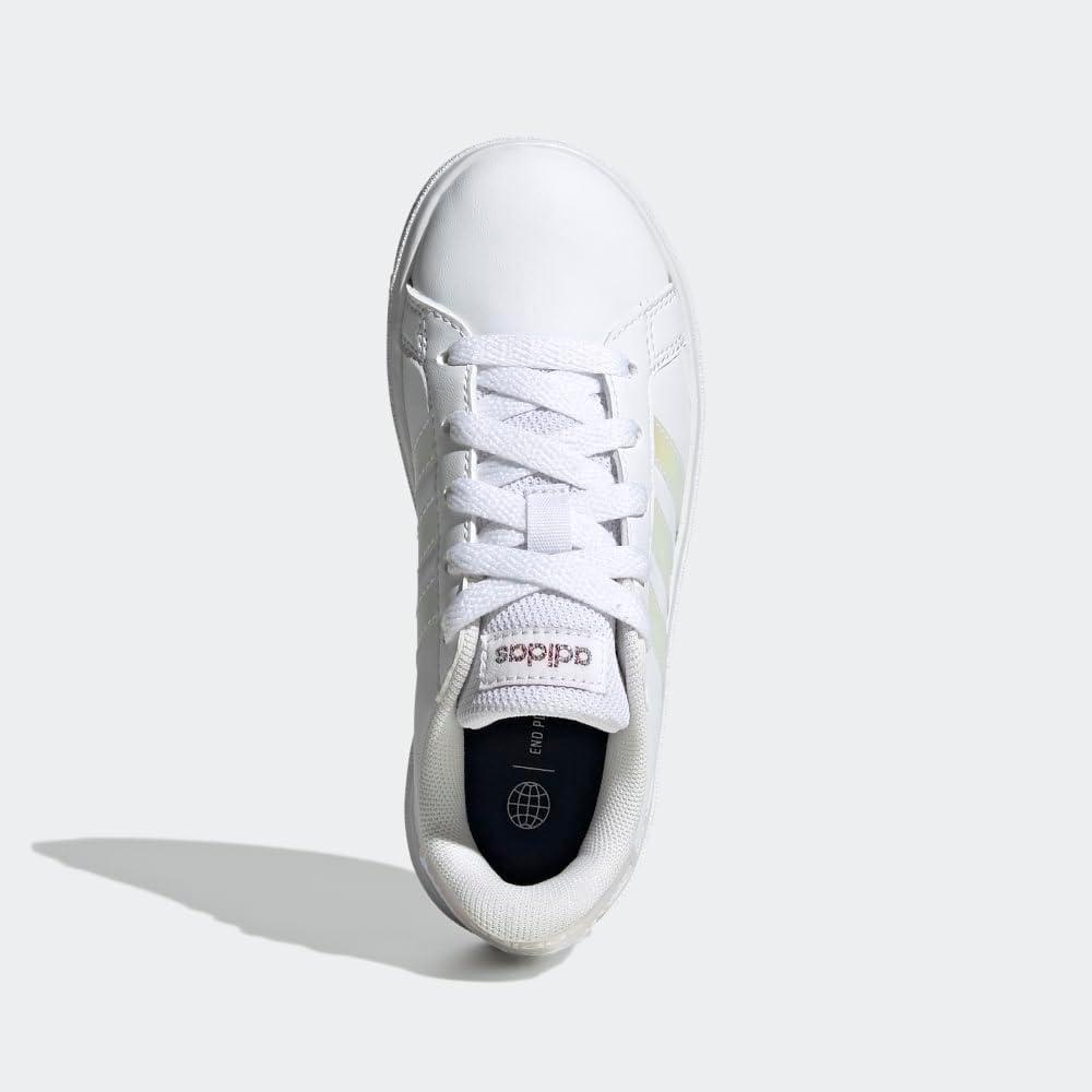 image:imageAdidas UnisexChild Grand Court 20 Elastic Lace amp StrapWhiteIridescentWhite