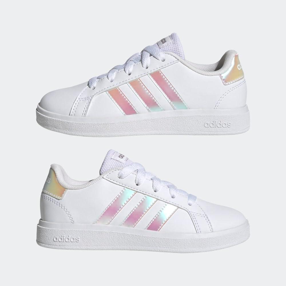 image:imageAdidas UnisexChild Grand Court 20 Elastic Lace amp StrapWhiteIridescentWhite