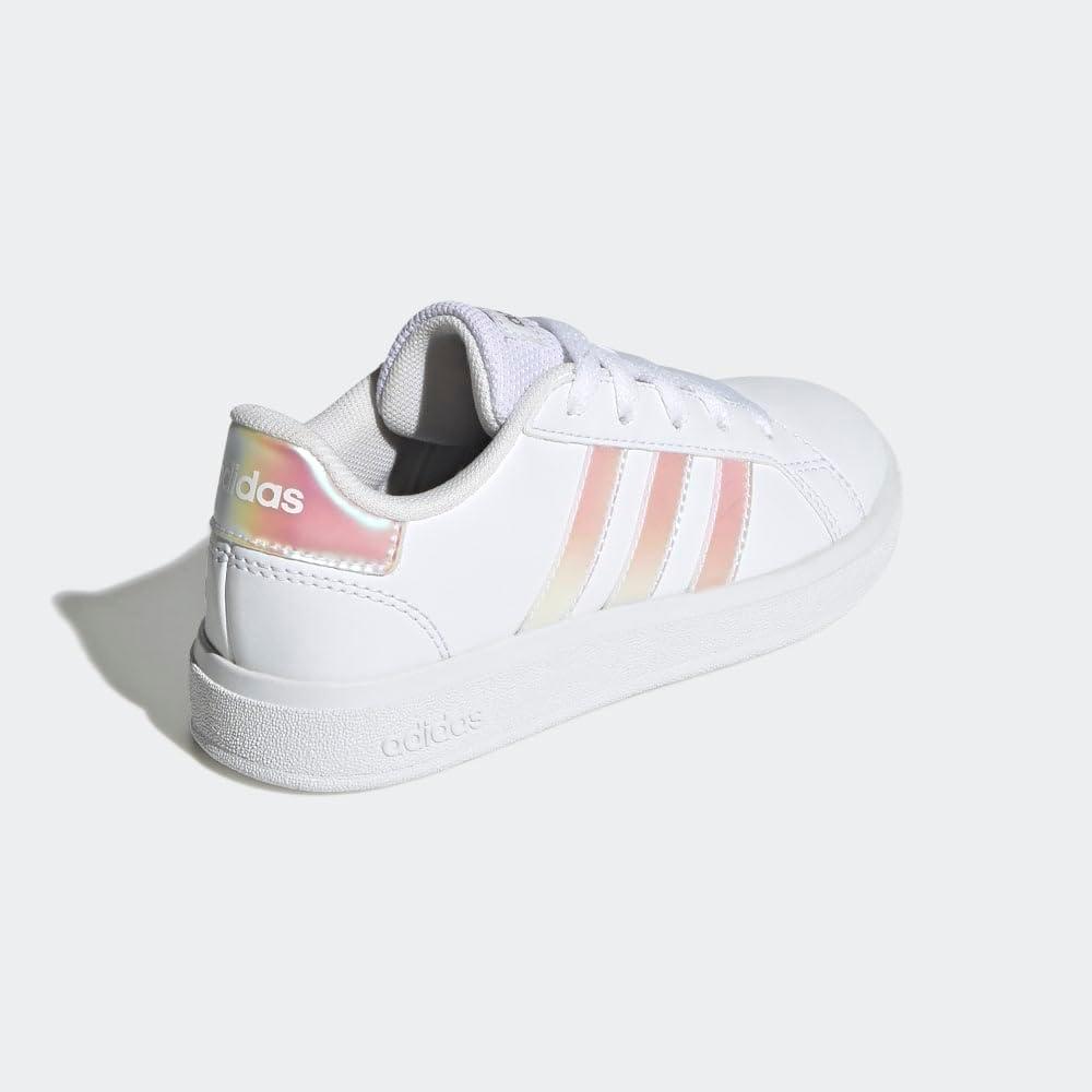 image:imageAdidas UnisexChild Grand Court 20 Elastic Lace amp StrapWhiteIridescentWhite