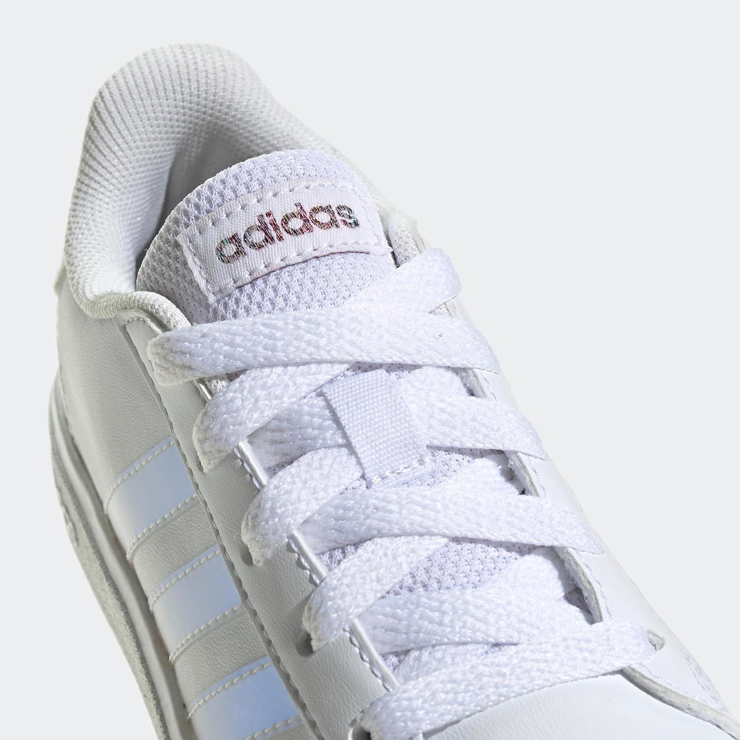 image:imageAdidas UnisexChild Grand Court 20 Elastic Lace amp StrapWhiteIridescentWhite
