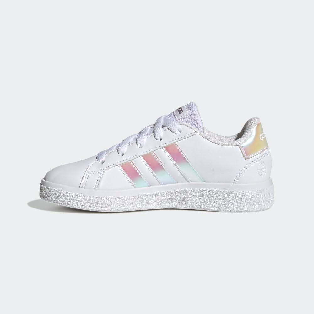 image:imageAdidas UnisexChild Grand Court 20 Elastic Lace amp StrapWhiteIridescentWhite