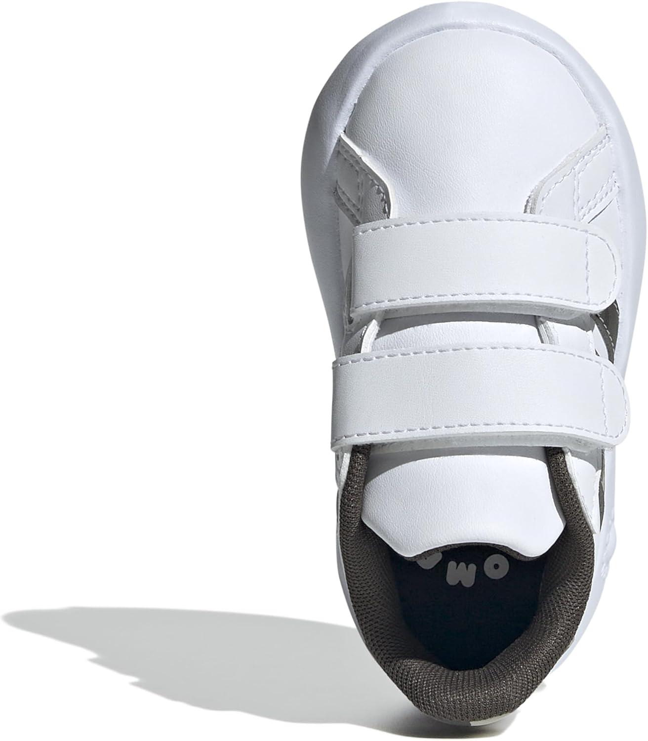 image:imageAdidas UnisexChild Grand Court 20 Elastic Lace amp StrapWhiteOlive StrataPutty Grey