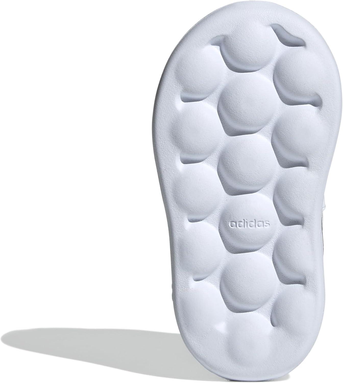 image:imageAdidas UnisexChild Grand Court 20 Elastic Lace amp StrapWhiteOlive StrataPutty Grey