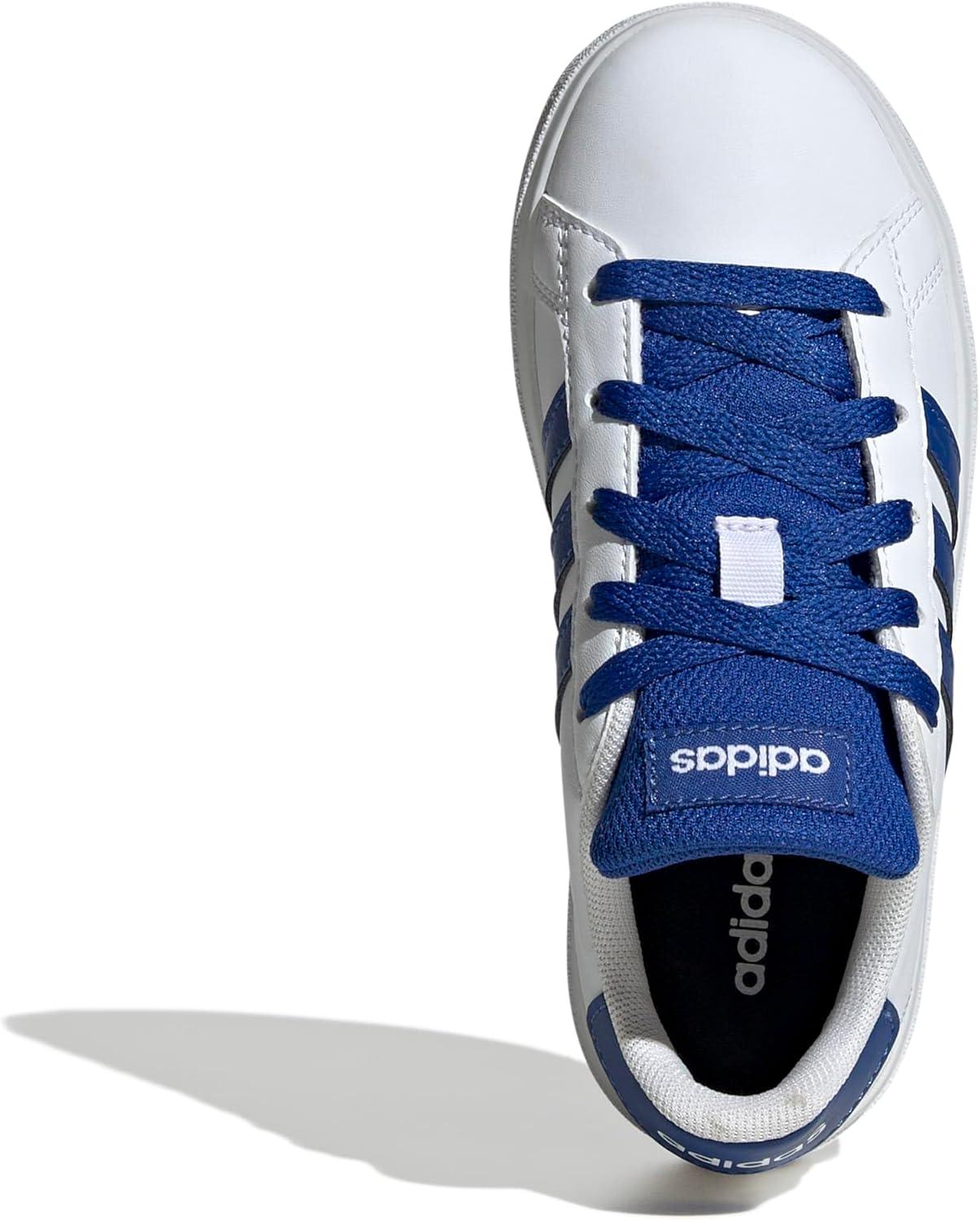 image:imageAdidas UnisexChild Grand Court 20 Elastic Lace amp StrapWhiteTeam Royal BlueBlack