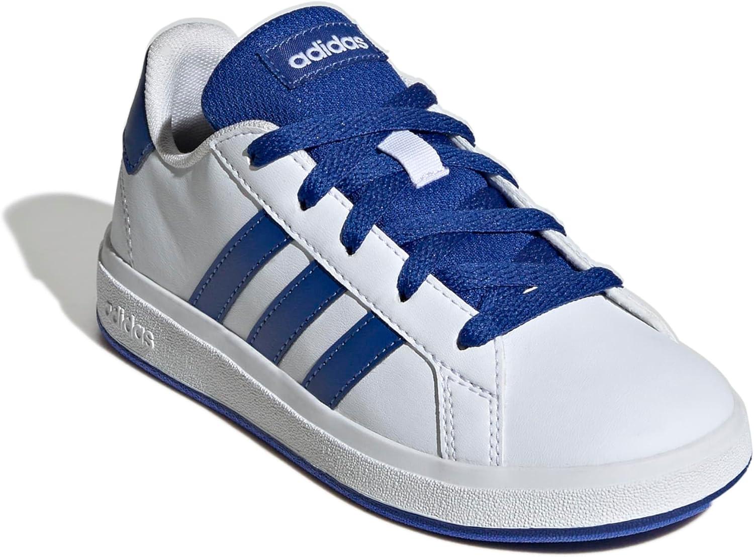 image:imageAdidas UnisexChild Grand Court 20 Elastic Lace amp StrapWhiteTeam Royal BlueBlack
