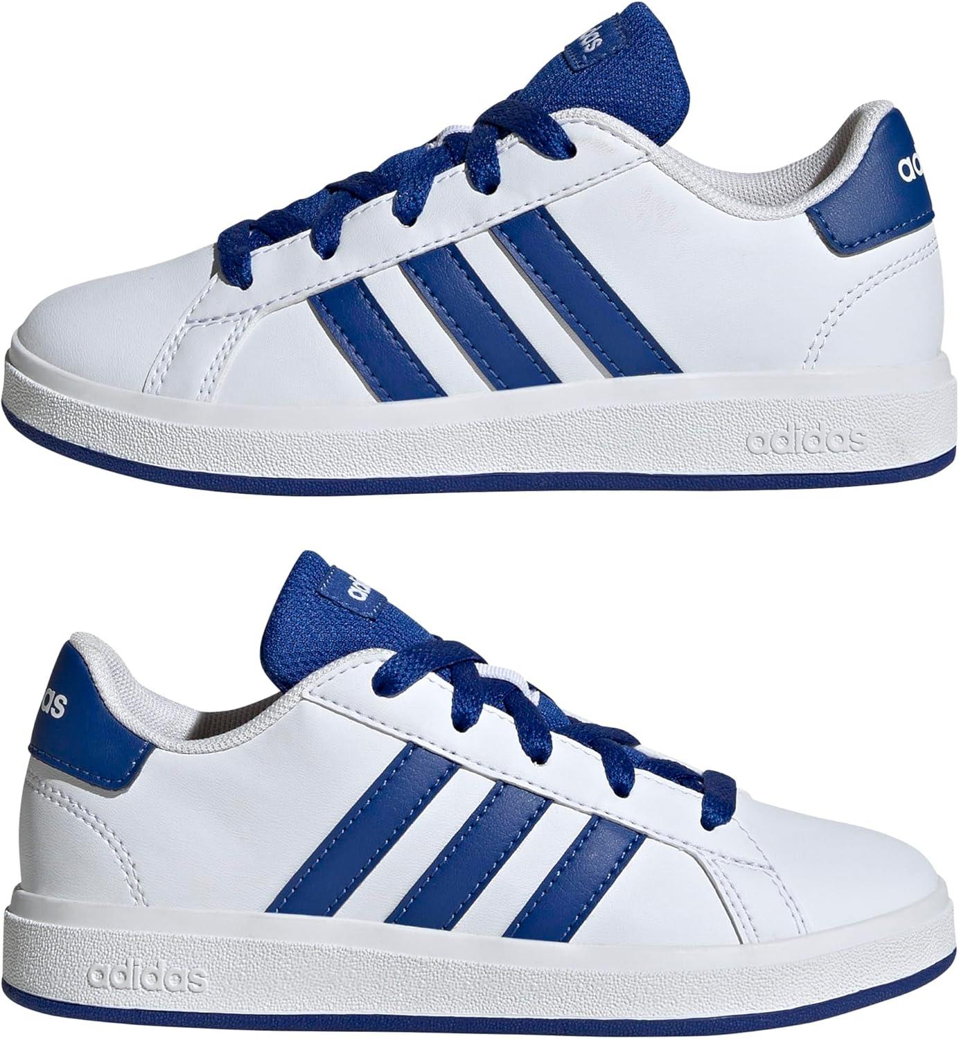 image:imageAdidas UnisexChild Grand Court 20 Elastic Lace amp StrapWhiteTeam Royal BlueBlack