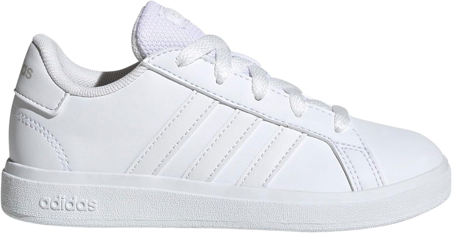 image:imageAdidas UnisexChild Grand Court 20 Elastic Lace amp StrapWhiteWhiteGrey