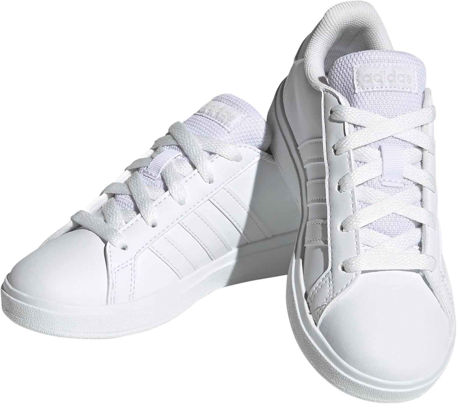 image:imageAdidas UnisexChild Grand Court 20 Elastic Lace amp StrapWhiteWhiteGrey