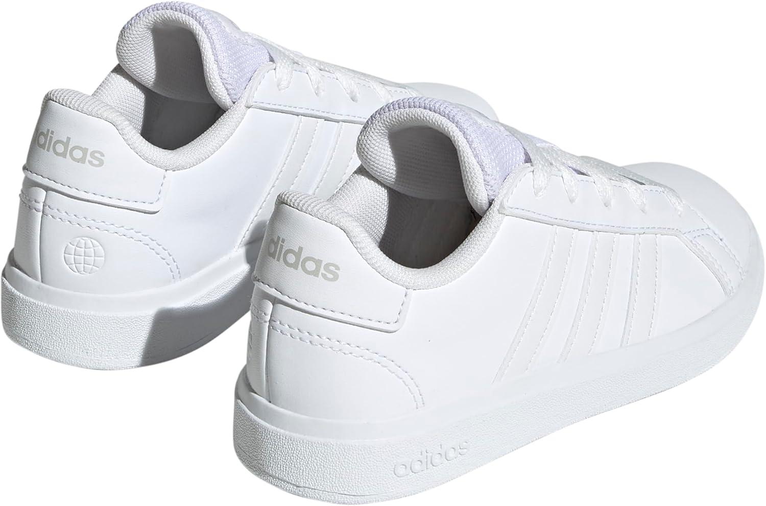 image:imageAdidas UnisexChild Grand Court 20 Elastic Lace amp StrapWhiteWhiteGrey