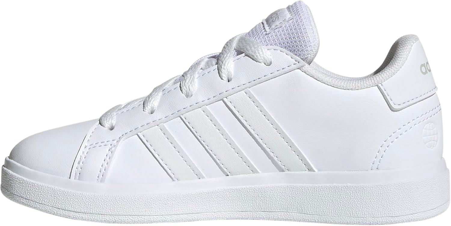 image:imageAdidas UnisexChild Grand Court 20 Elastic Lace amp StrapWhiteWhiteGrey
