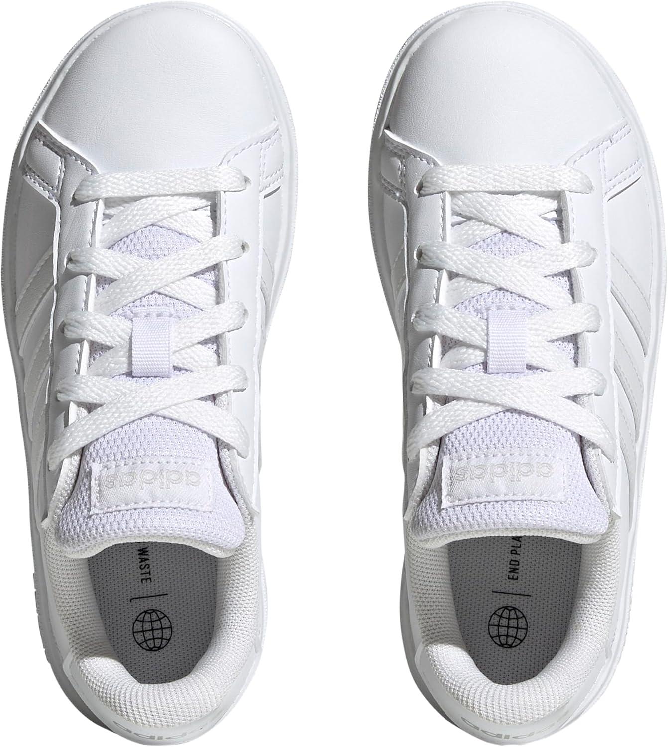 image:imageAdidas UnisexChild Grand Court 20 Elastic Lace amp StrapWhiteWhiteGrey
