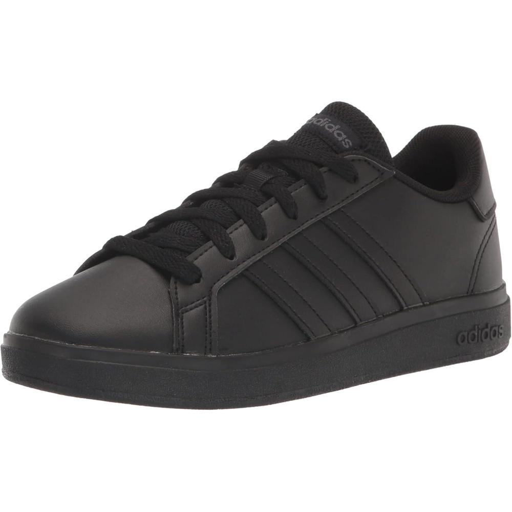image:imageAdidas UnisexChild Grand Court 20 Elastic Lace amp StrapBlackBlackGrey