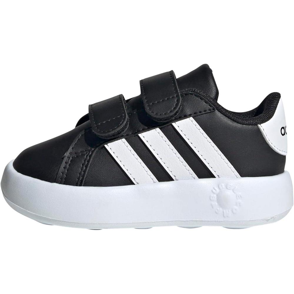 image:imageAdidas UnisexChild Grand Court 20 Elastic Lace amp StrapBlackWhiteBlack