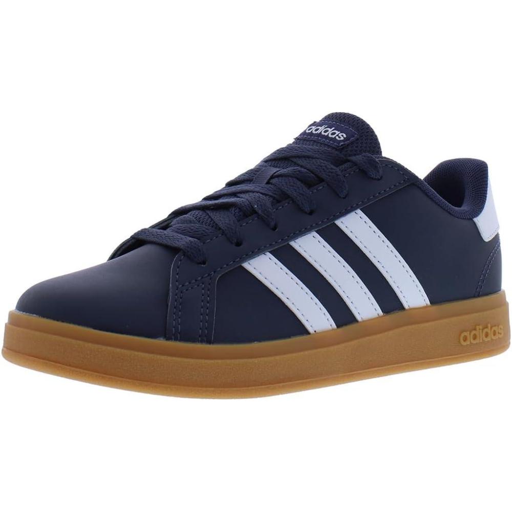 image:imageAdidas UnisexChild Grand Court 20 Elastic Lace amp StrapShadow NavySolid WhiteGumblue