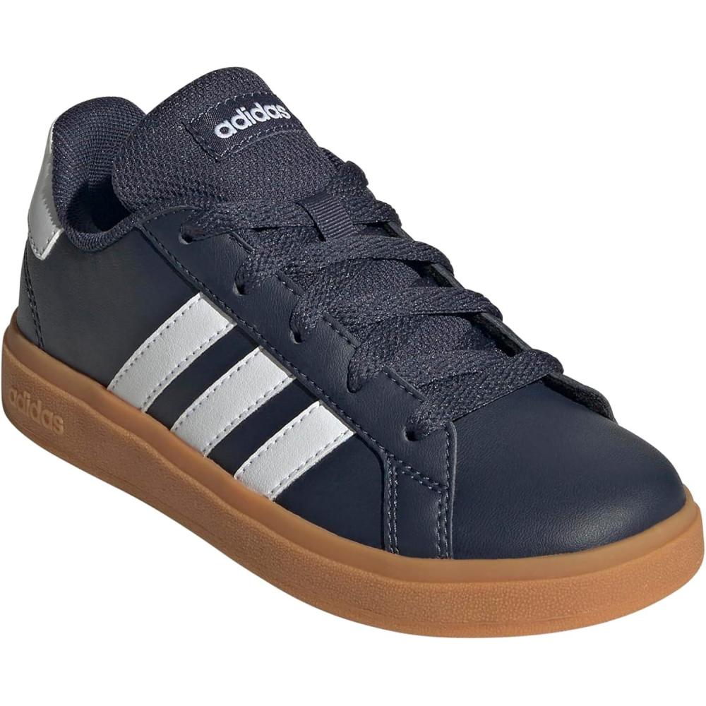 image:imageAdidas UnisexChild Grand Court 20 Elastic Lace amp StrapShadow NavyWhiteGum