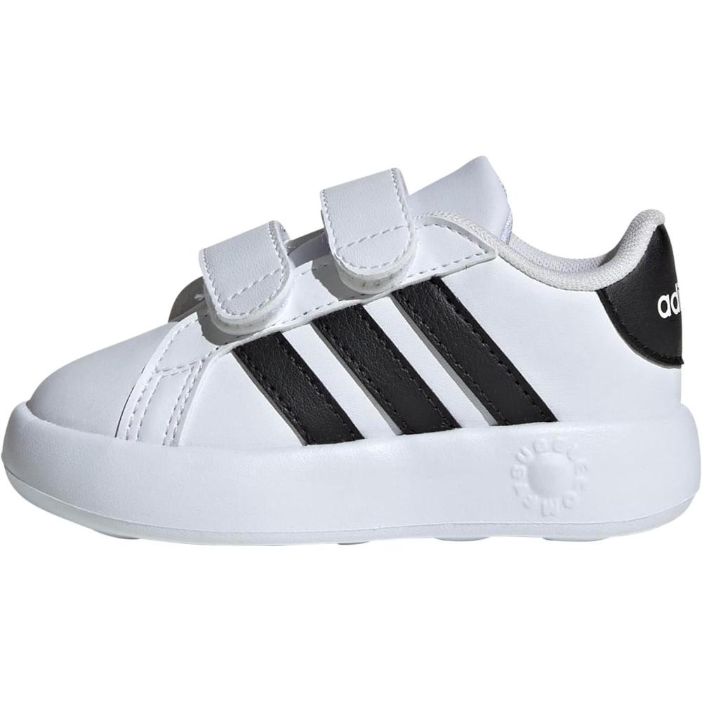image:imageAdidas UnisexChild Grand Court 20 Elastic Lace amp StrapWhiteBlackWhite