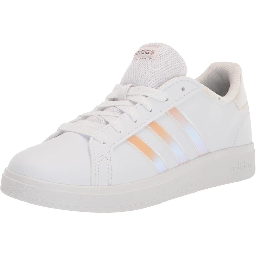 image:imageAdidas UnisexChild Grand Court 20 Elastic Lace amp StrapWhiteIridescentWhite