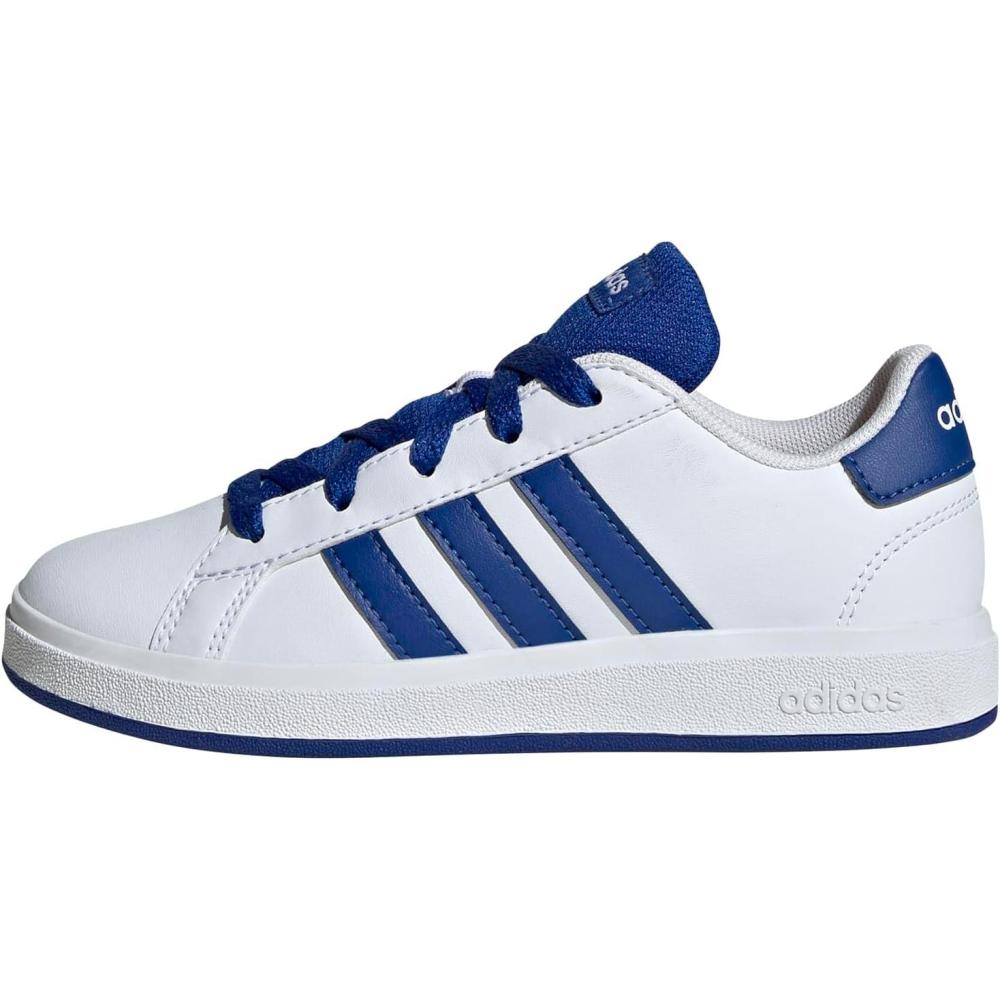 image:imageAdidas UnisexChild Grand Court 20 Elastic Lace amp StrapWhiteTeam Royal BlueBlack