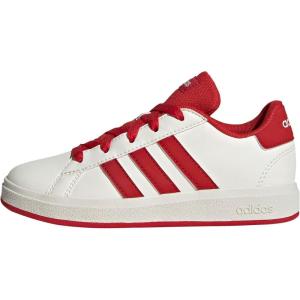 Adidas Unisex-Child Grand Court 2.0 Elastic Lace & Strap(Off White/Collegiate Red/Black)