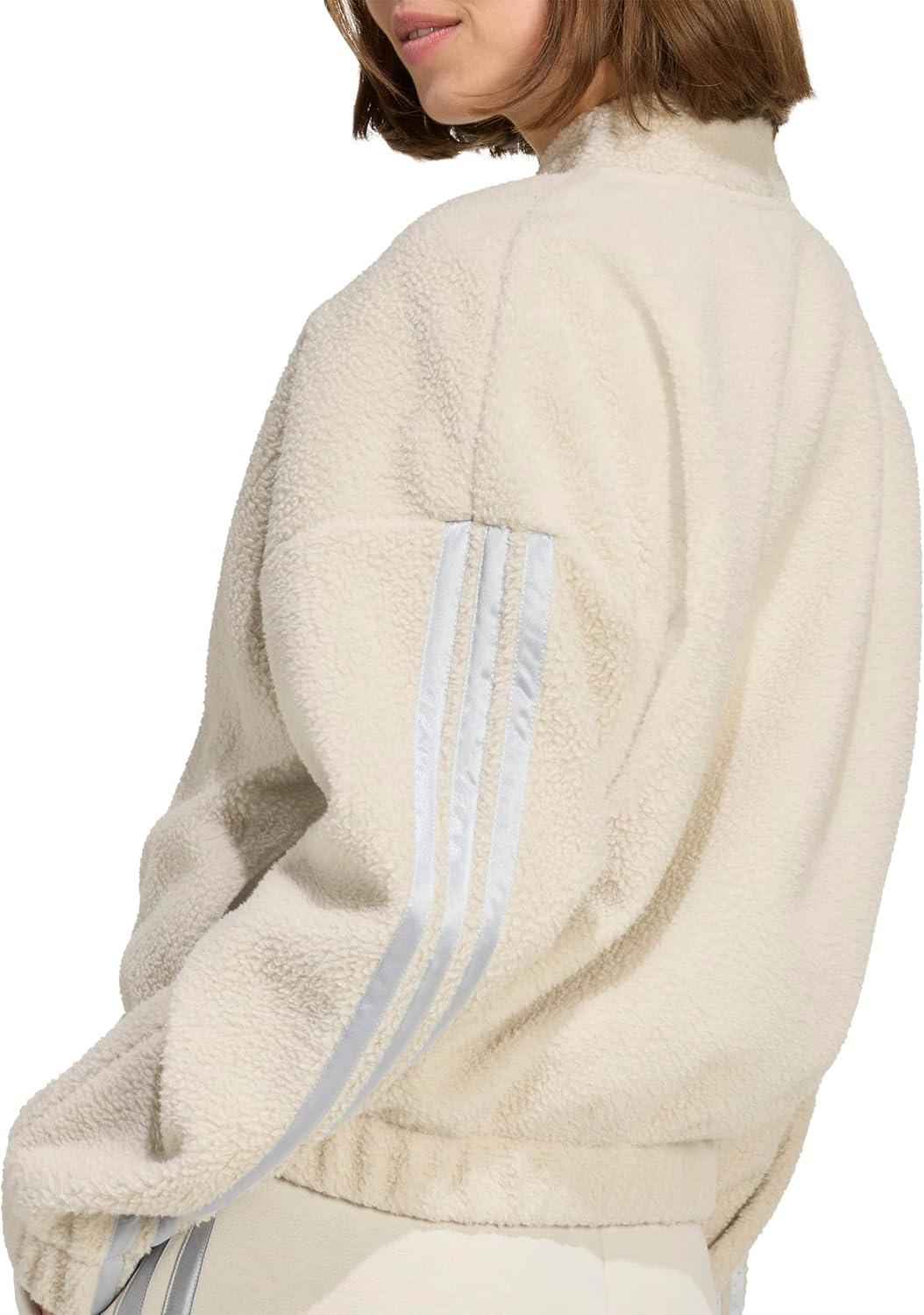 image:imageadidas Womens Holiday High Pile Fleece FullZip Track TopWonder AluminaSilver Metallic