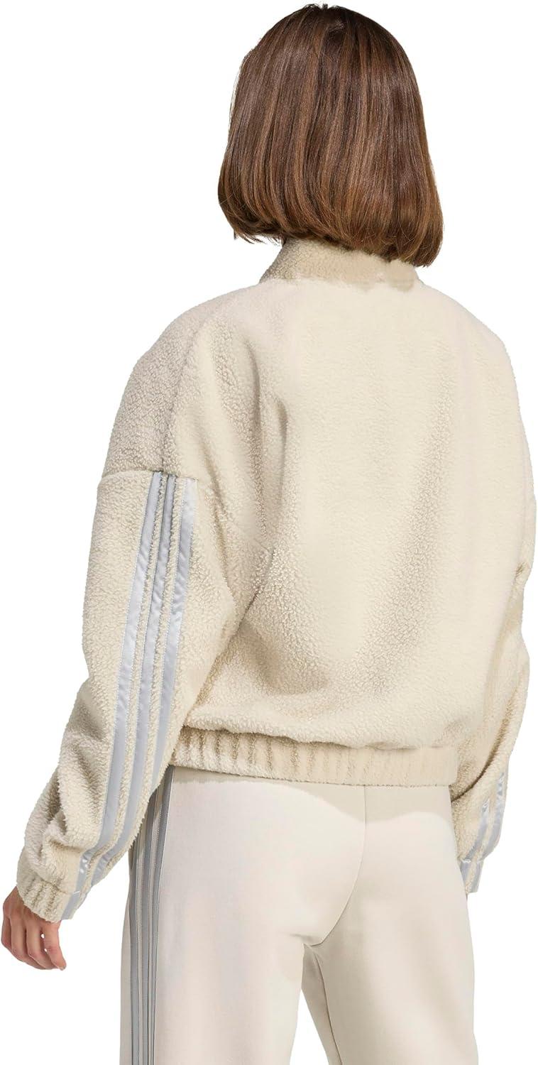 image:imageadidas Womens Holiday High Pile Fleece FullZip Track TopWonder AluminaSilver Metallic
