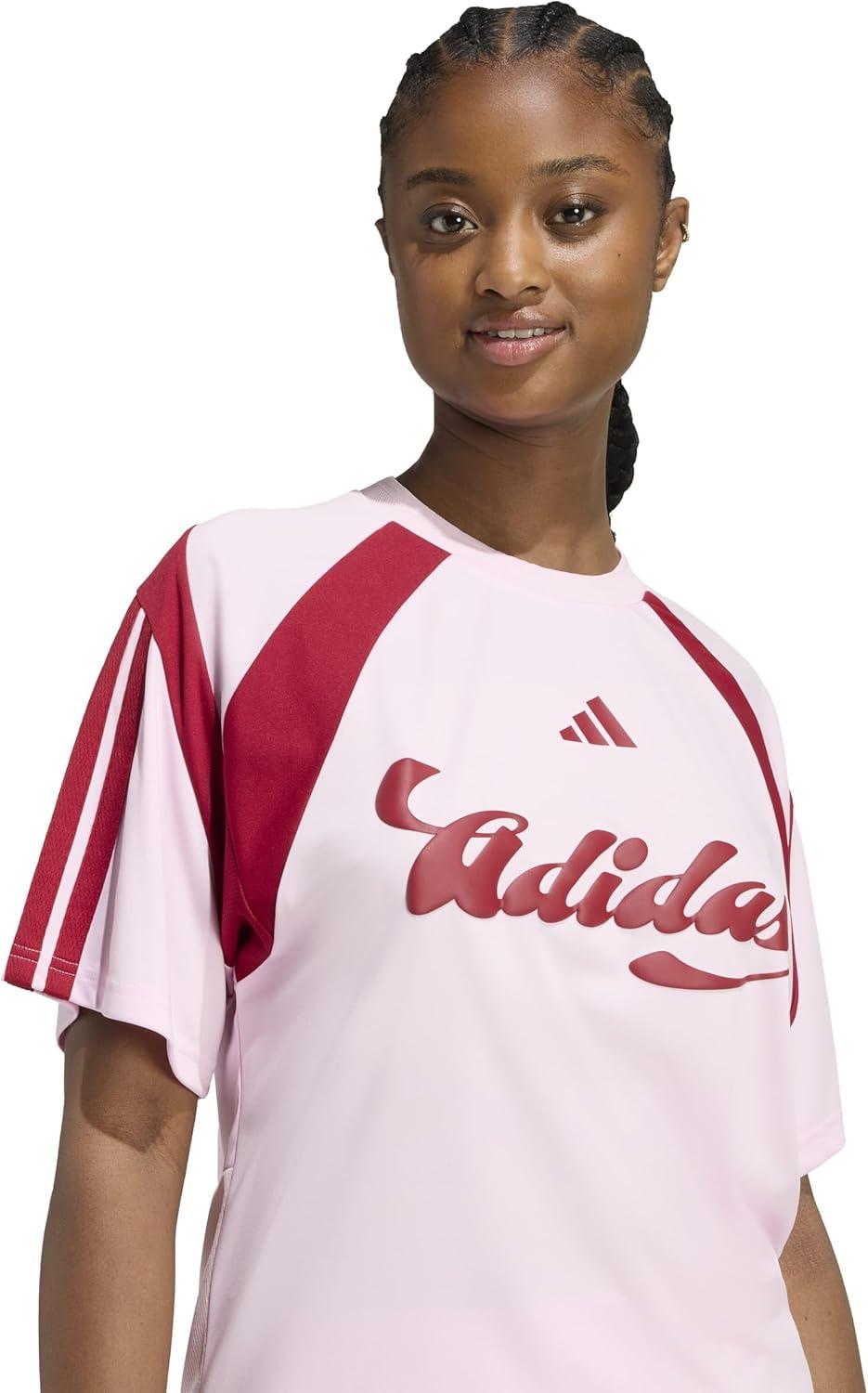 image:imageadidas Womens House of Tiro Graphic JerseyClear PinkMaroon