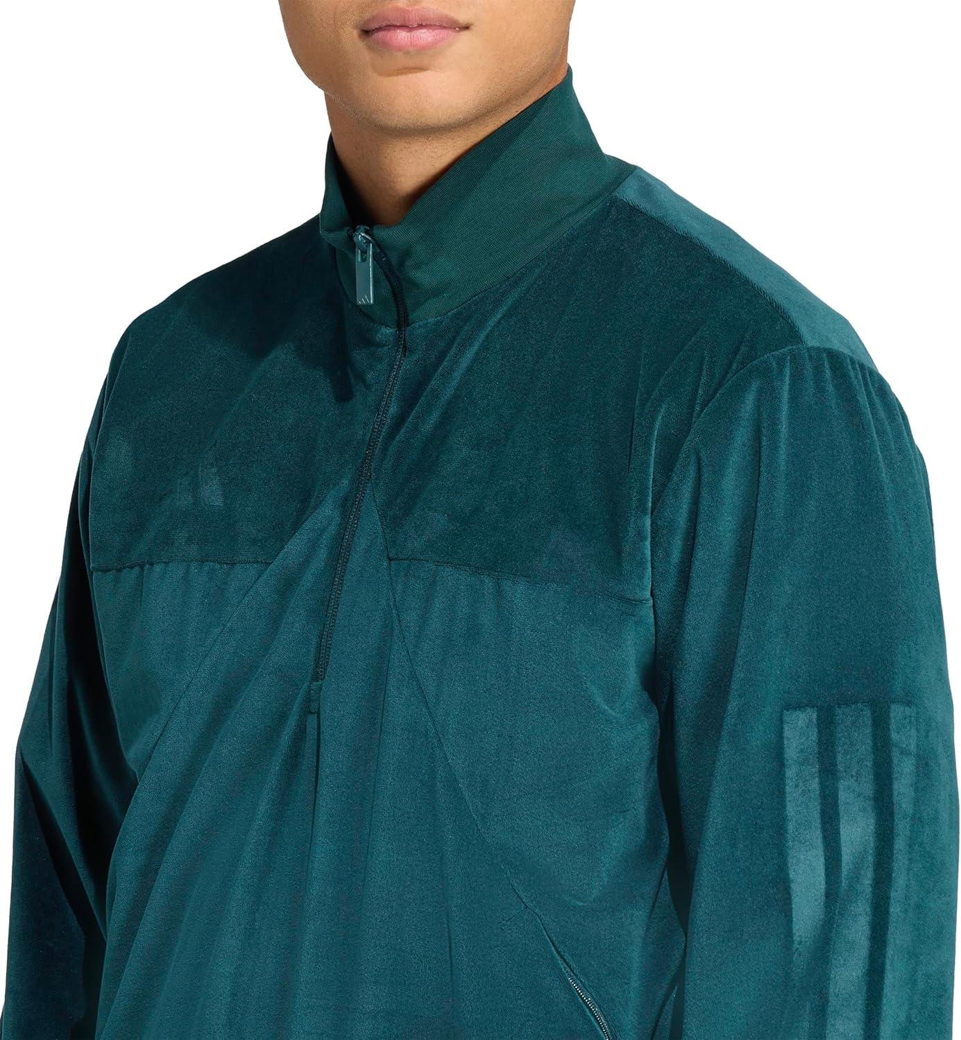 image:imageadidas mens House of Tiro Velour Halfzip Track TopAurora Ivy